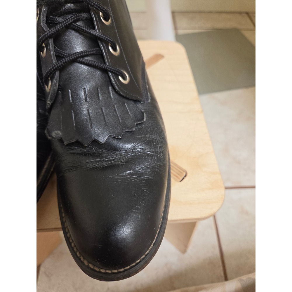Justin L0506 Mens Black Leather Kiltie Lace Up Western Work Boots Size 8 B - Picture 5 of 12